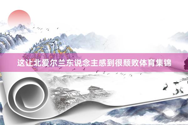 这让北爱尔兰东说念主感到很颓败体育集锦